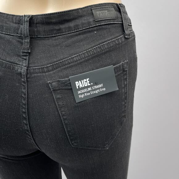 PAIGE Black Straight Leg Pearl Jeans - Picture 9 of 16